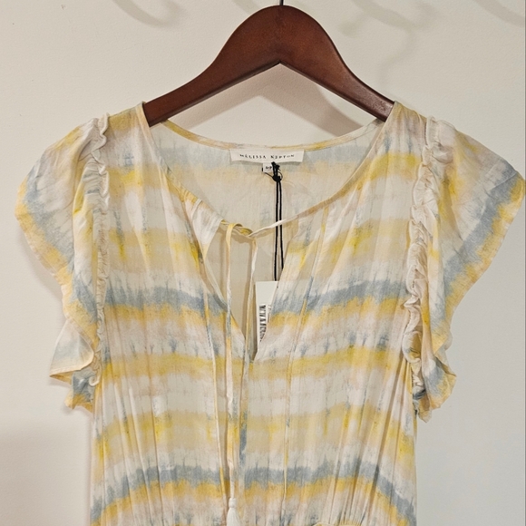 MELISSA NEPTON | Panama Flutter Sleeve Striped Dye Print Tiered Dress - Picture 3 of 5